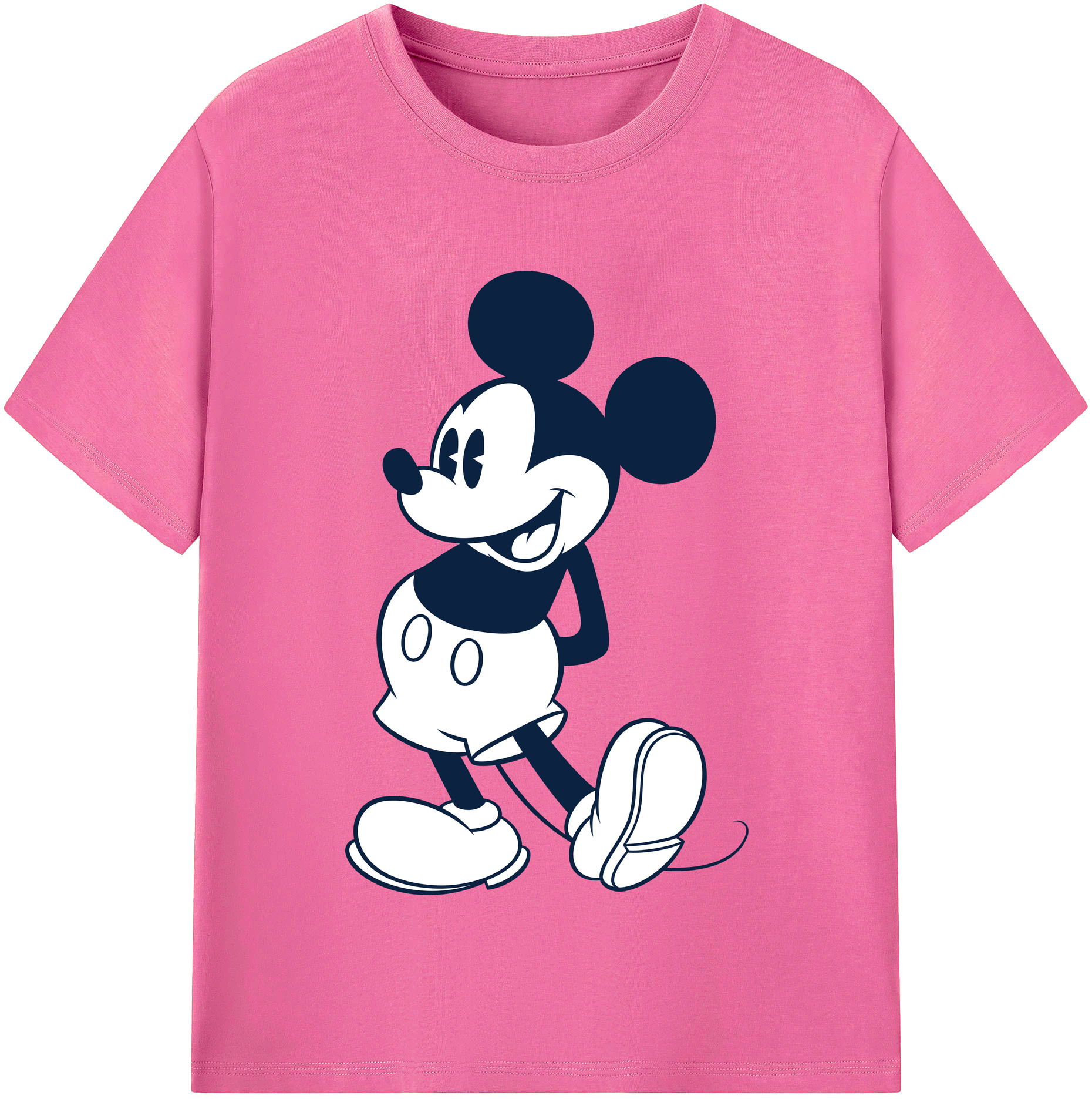 （画像用） ミッキーマウス Mickey Mouse レディースカジュアルプリントTシャツ（綿100％）